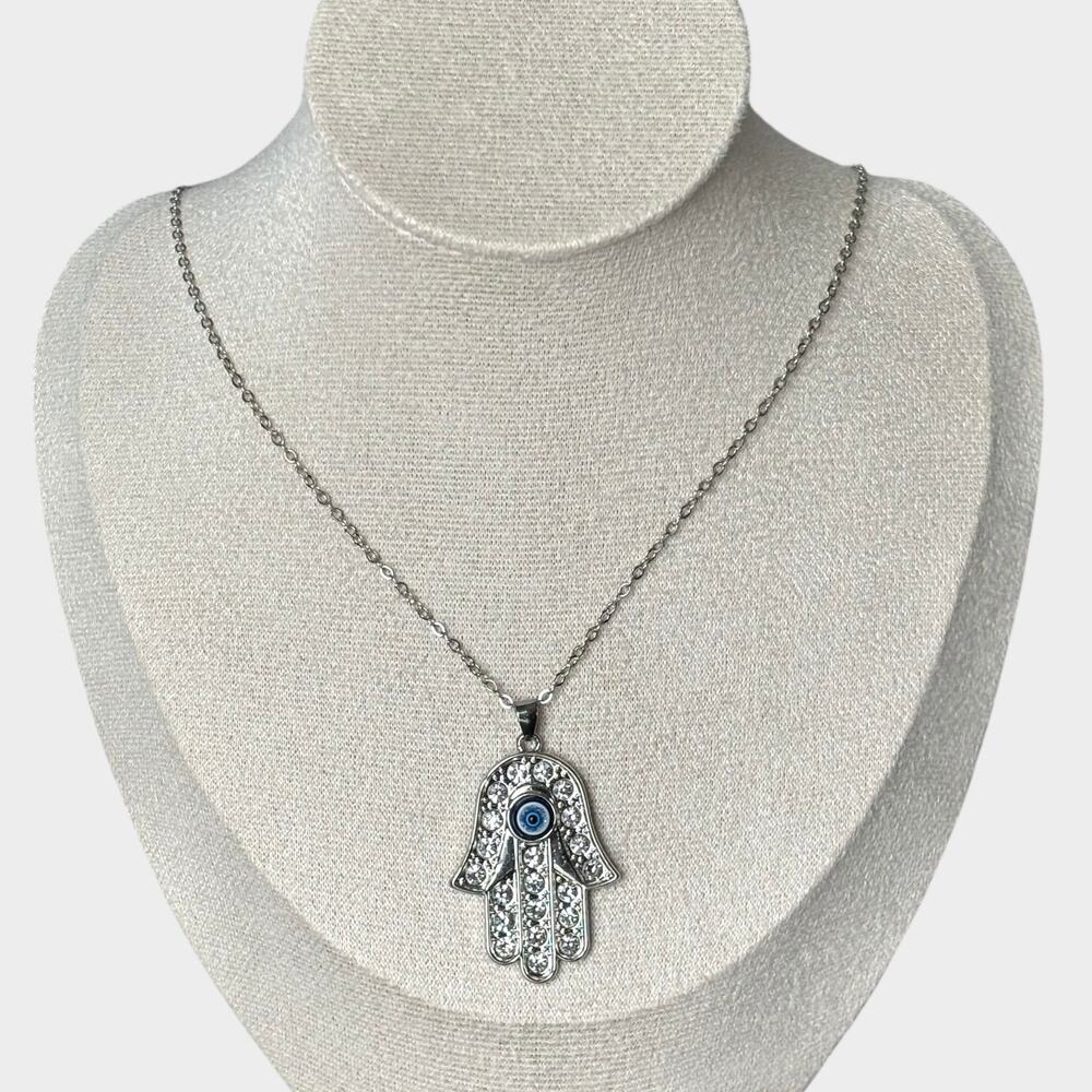 Palm Protection Silver Necklace
